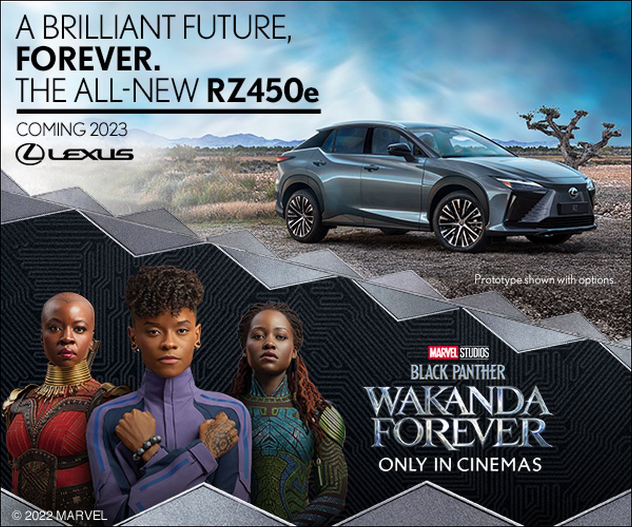 NOVÝ LEXUS RZ 450e ZÁŘÍ VE FILMU BLACK PANTHER: WAKANDA FOREVER